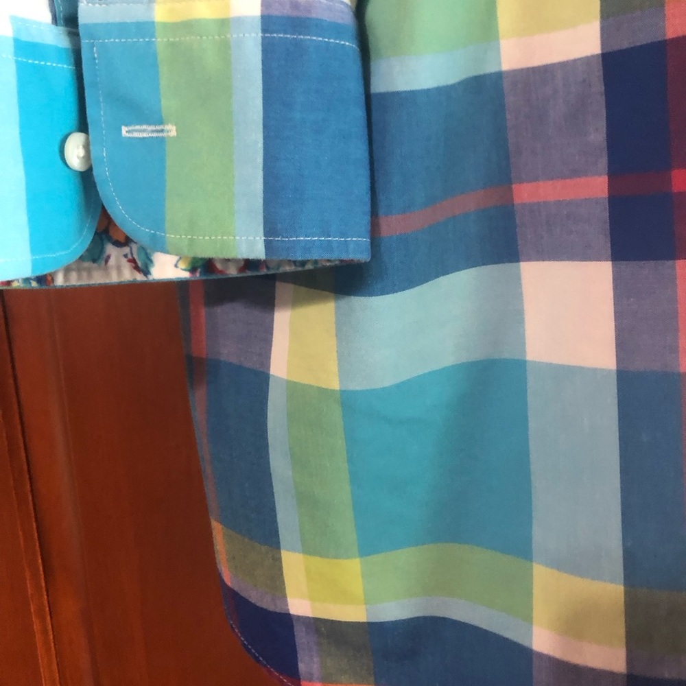 Chaps Turquoise Plaid Blouse Size 3X - Picture 5 of 6